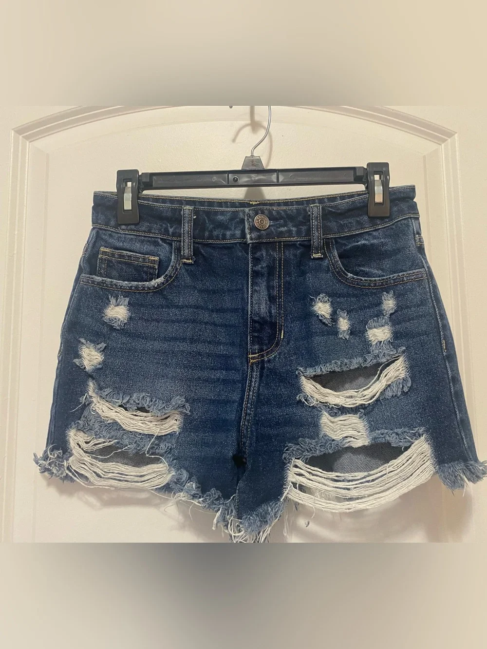 Cello Dark Blue Distressed Denim Shorts